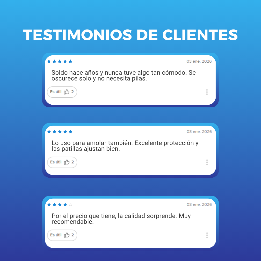 Testimonios de clientes sobre lentes de soldadura fotosensibles autom&aacute;ticos
